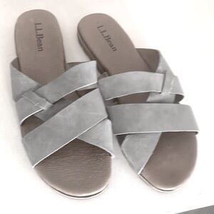 LLBean Womens Nubuck Suede Sandals Leather Flats Strappy Lakewash Comfort Sz 11